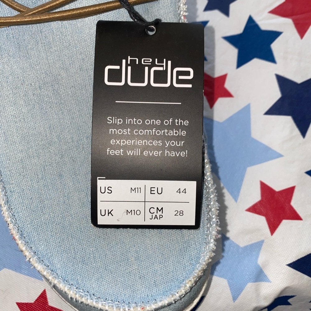 Hey Dude Mens Light Blue Loafers American Flag - Picture 2 of 4